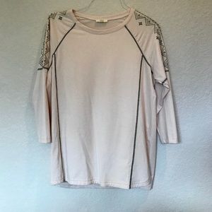 Cream and green blouse